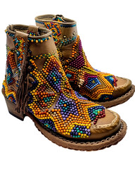 Colorful Beaded Leather Boots Native American Style Footwear