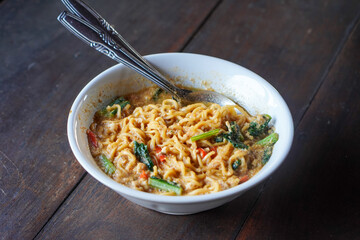 Mie Tek-Tek, Indonesia, captured on July 4, 2025. Traditional stir-fried noodles with vegetables, egg, and savory sauce, known for its smoky street food flavor.