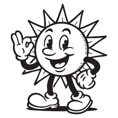happy sun cartoon mascot 