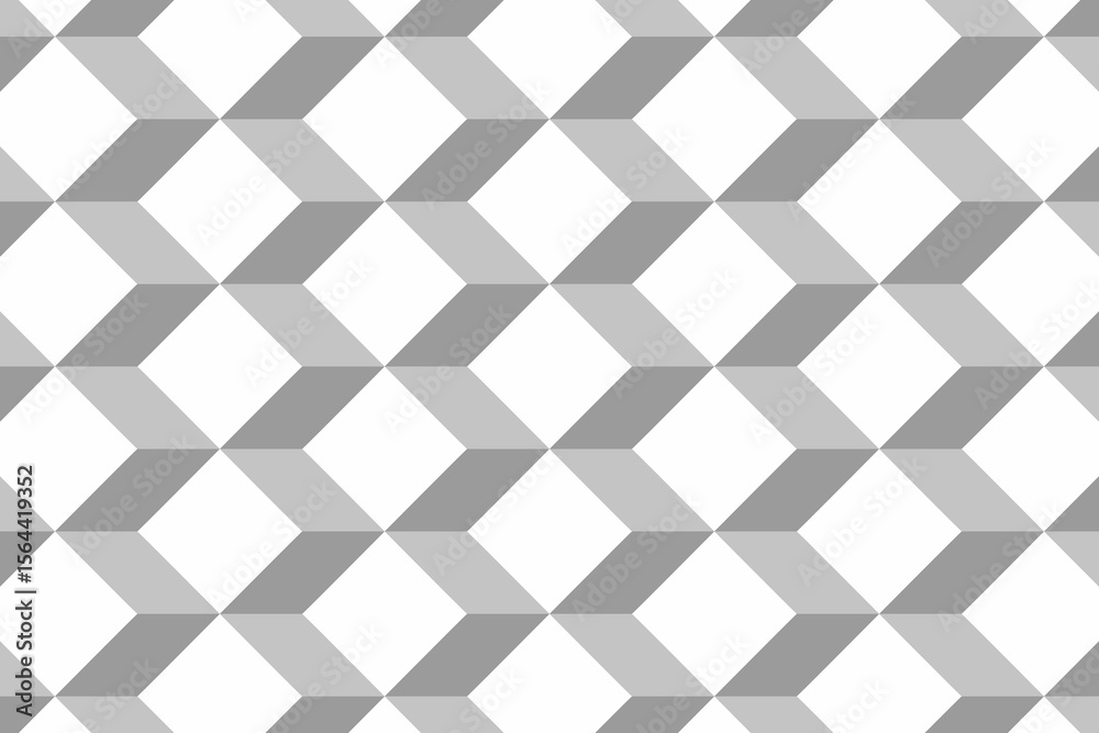 Poster abstract tessellated pattern creating optical illusion on flat design with gray interlocking cubes