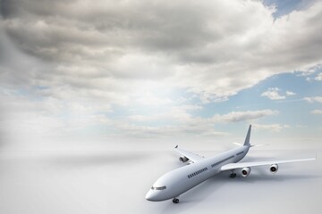 3D plane standing on white ground
