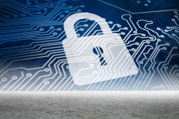 Security graphic over desert setting