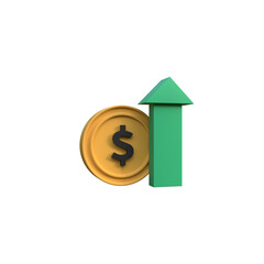 Financial Growth Upward Trending Dollar Coin and Arrow