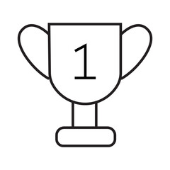 Outline icon of trophy with a star symbol representing success, victory, and best achievement. Editable stroke. Vector illustration.