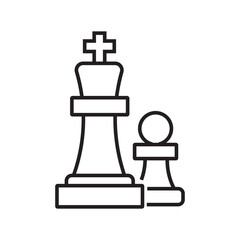 Outline icon of a chess piece, symbolizing strategic thinking and decision making in business planning. Editable stroke. Vector illustration.