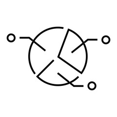 Outline icon of a globe and bar chart, symbolizing worldwide data analysis and statistics. Editable stroke. Vector illustration.