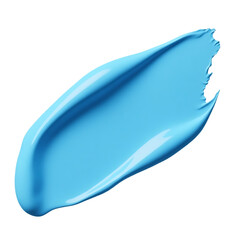 Smooth light blue paint stroke with glossy finish isolated on transparent background