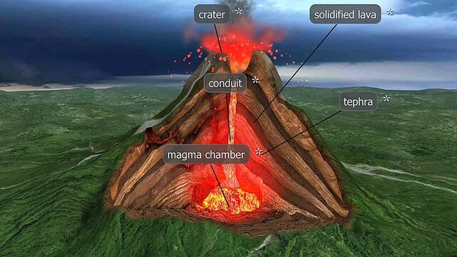 Stratovolcano structure.