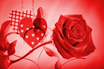 Glowing red Valentines composite