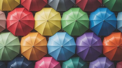 Obraz premium Colorful Pattern of Umbrellas Overhead Vibrant Urban Art Installation