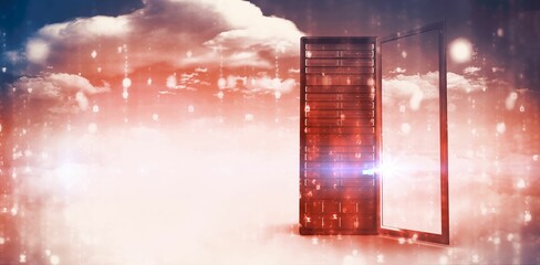 Red server against cloudy sky