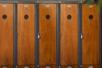Close-up of brown lockers