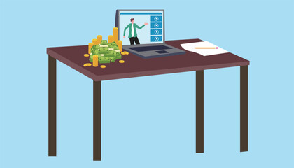 Business analyst writes in notebook, works on laptop, analyzes financial data, charts, diagrams. Financial planning, investment, budget, banking. Economic growth, company success concept.