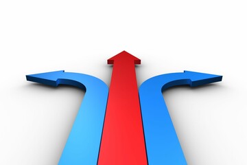 Red and blue arrows pointing