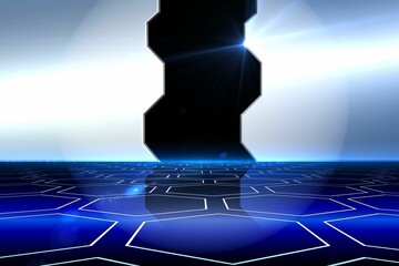 Doorway on technological background