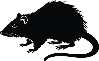 Rat Silhouette Vector | Black Rodent Animal Clipart Graphic Design