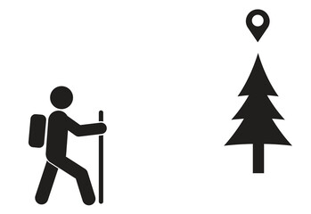 Hiking icon. Walking. Public footpath. Trail. Vector icon isolated on white background