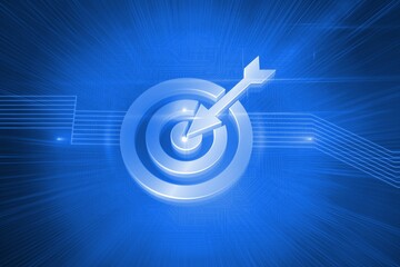 Shiny target on blue background