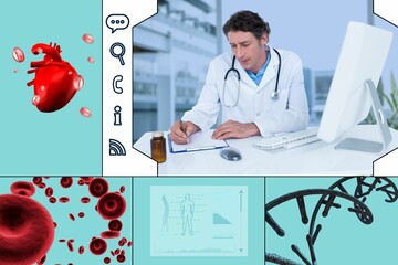 uniformed doctor analyzing the heart
