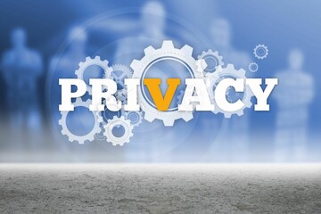 Privacy text with cogs and wheels