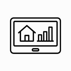 Obraz premium Outline icon of smart home control panel on tablet – digital house interface