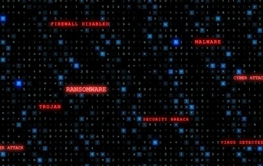 Code matrix is showing threat warnings in flat design, with red labels on transparent backdrop