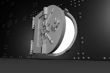 Digitally generated half opened safe