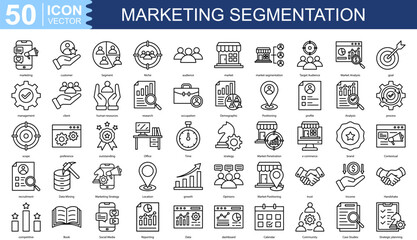 marketing segmentation icon collection set. Containing marketing, customer, Segment, Niche, audience icon.