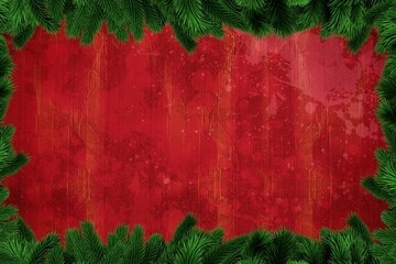 Plants forming frame against red background