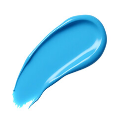 Bright blue paint smear with glossy texture isolated on transparent background