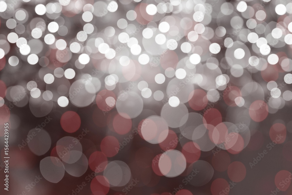 Poster flat design bokeh light pattern is spreading soft white and muted red circles over blurred backdrop