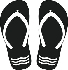 Wave Pattern Flip Flop Silhouette – Summer Beach Sandals Vector