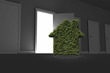 Home of topiary against row of door
