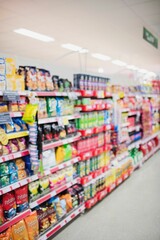 Interior of illuminated supermarket