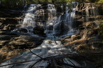 Beautiful waterfall on sunny day