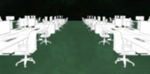 Office desk at composite workplace