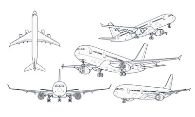 Commercial Airplane Technical Drawing