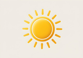 Fototapeta premium Bright Yellow Sun Icon on Neutral Background | Minimalist Vector Illustration for Weather Forecasts, Energy Concepts, and Children's Education Materials