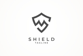 Initial Letter SM Shield Logo, Letter SM with shield combination, vector illustration