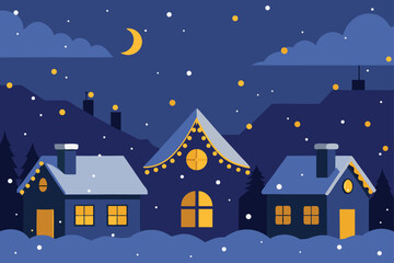 Fototapeta premium winter landscape with houses