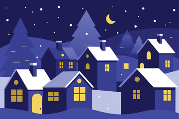 Fototapeta premium christmas night landscape