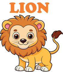 Obraz premium Cute Cartoon Lion Illustration for Kids