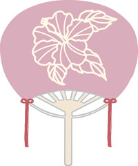 Japanese hand fan - Hibiscus -pink
