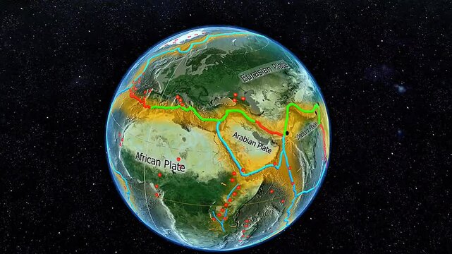 Tectonic plates map 3D