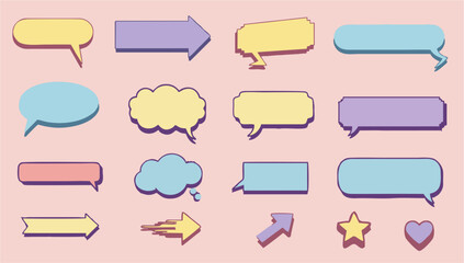 Obraz premium Colorful Set of Cartoon Speech Bubbles for Communication and Chat