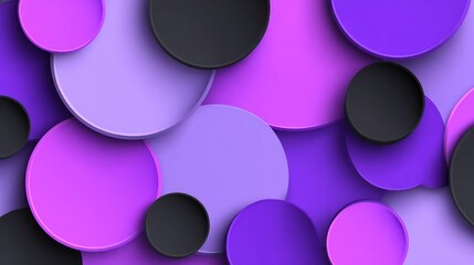 Abstract Layers of Purple and Black Circles on a Smooth Surface