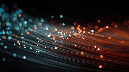 Colorful Light Trails with Blue and Orange Bokeh on Dark Background for Abstract Design and Digital Art Projects