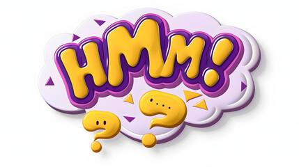 3D sticker with HMM... text dotted bubble thought