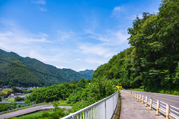 木曽福島の町と国道19号線