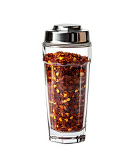 Crushed red pepper flakes in glass shaker
